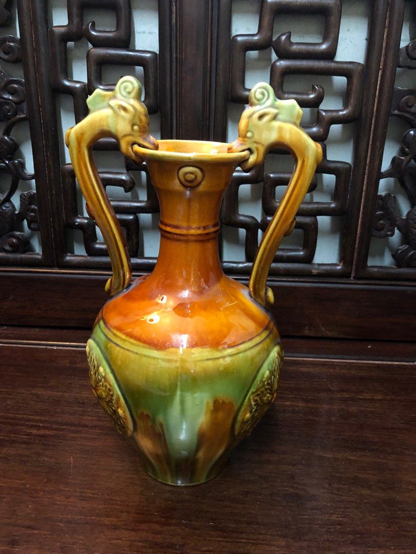 唐三彩 花瓶 唐三彩 花瓶 タサチ 最大幅約13㎝ 東里7-0131① 2-17