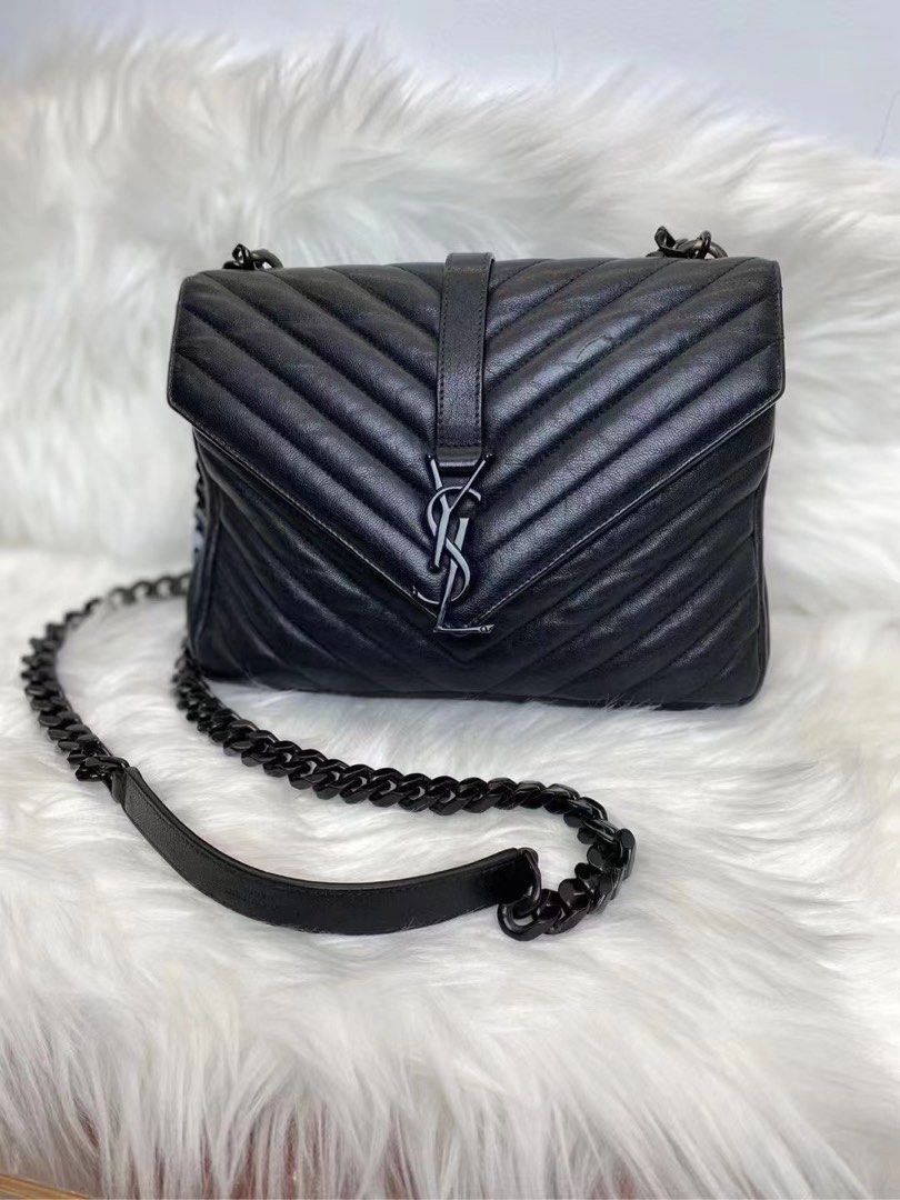 Authentic Ysl Saint Laurent College Medium So Black