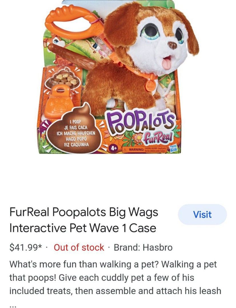 FREE POST Hasbro Furreal poopalot big wags interactive puppy
