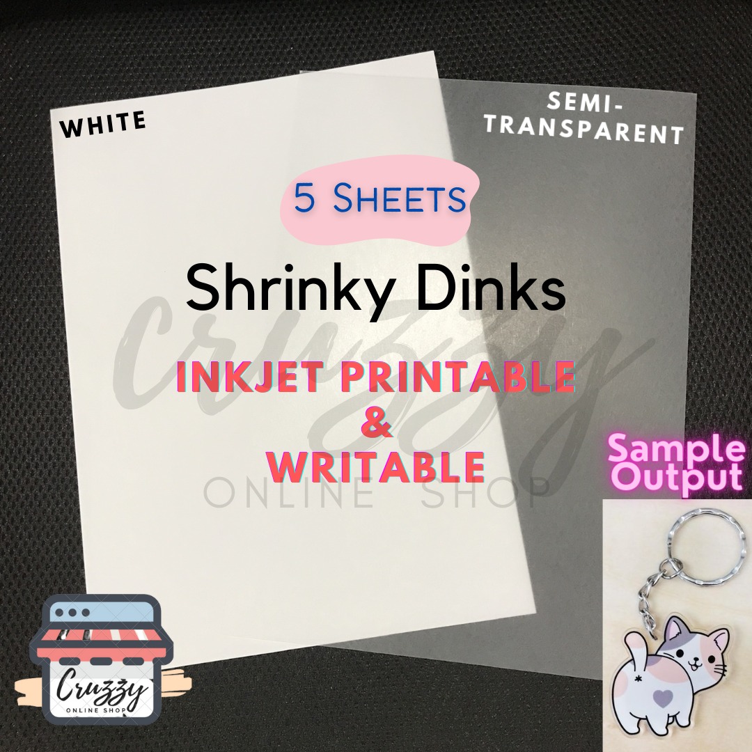 A4 Heat Shrinky Dinks / Shrink Plastic DIY Artworks 5 SHEETS (Inkjet
