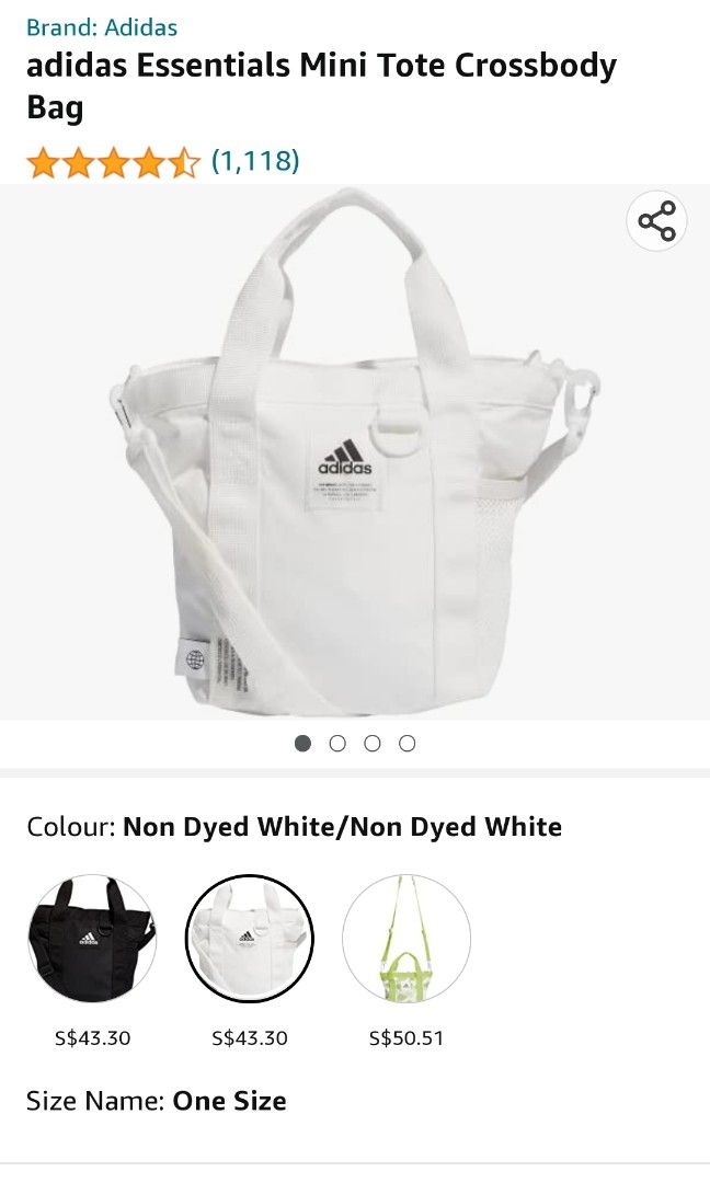 Adidas Essentials Non-Dyed Mini Tote Bag White