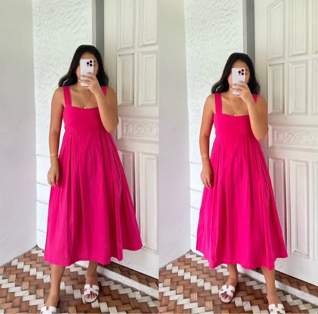 fuschia pink linen dress (Category: Dresses) located in Pasay City. Submitted by calliewears (Listing ID 1231386066, Image 1). Description: fits small to medium size bust up to 38" from dominique and co.