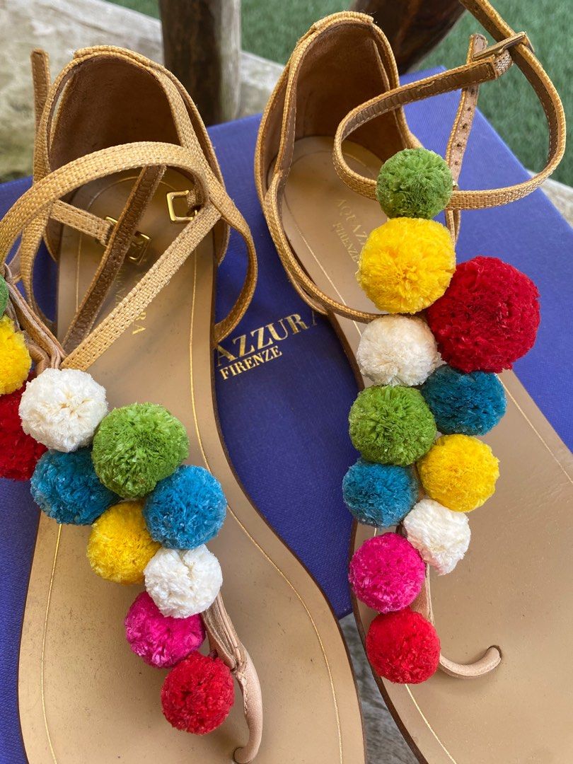 Aquazzura pom pom sandals on sale