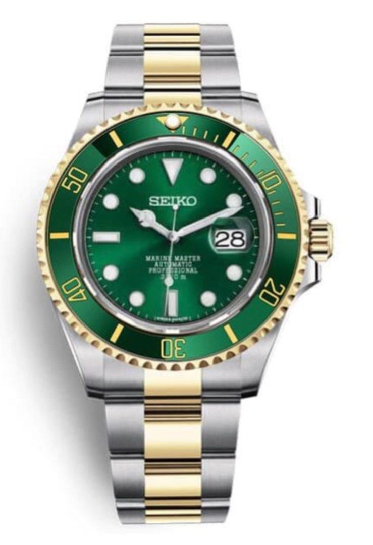 Arabic Seiko Submariner Hulk half gold custom watch, Men's Fashion
