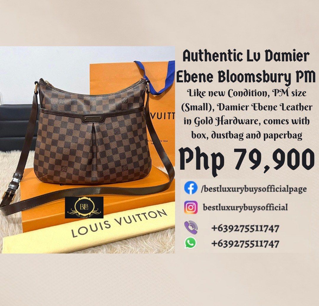 Louis Vuitton Bloomsbury PM Damier Ebene Bag, Luxury, Bags & Wallets on  Carousell