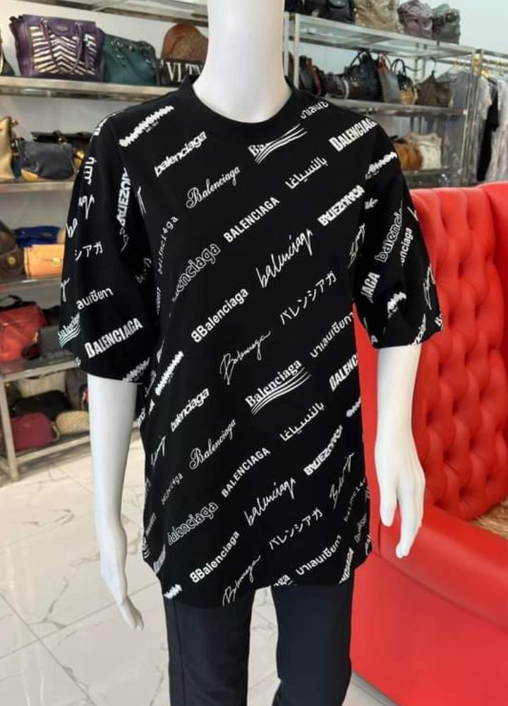 BALENCIAGA Lunar New Year All Over Logo T Shirt Luxury Apparel