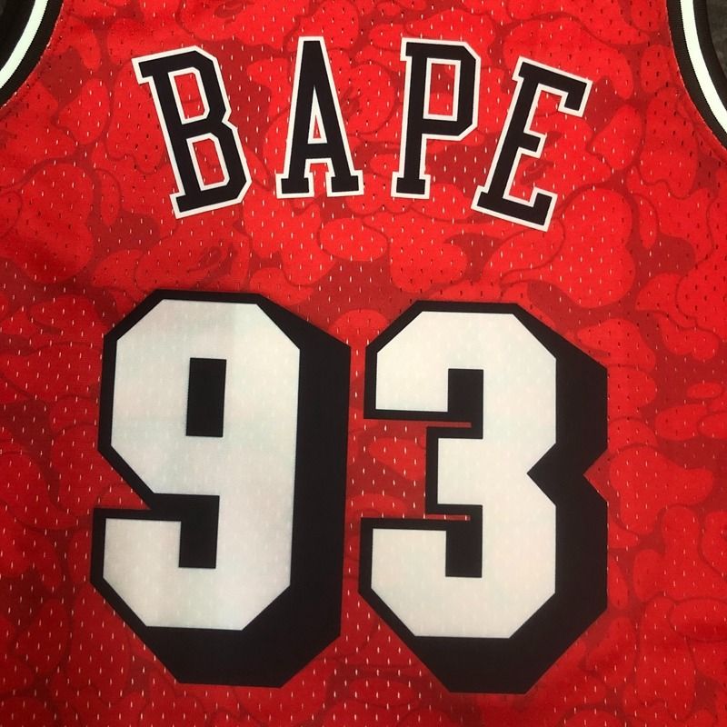 BAPE x M&N x Miami Heat 聯名背心球衣紅色93號, 男裝, 運動服裝