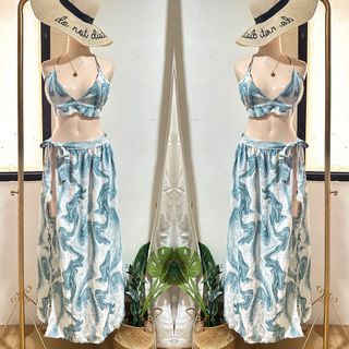 BKK Marble bikini bra and maxi skirt set terno coordinates
