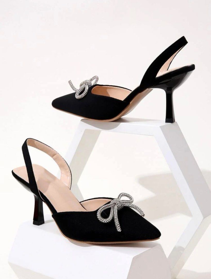 Black ribbon heels sale