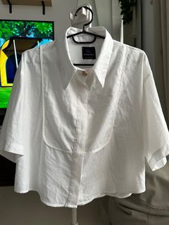 BUNDLE Plains & Prints White Short Sleeve Top + free high quality blouse