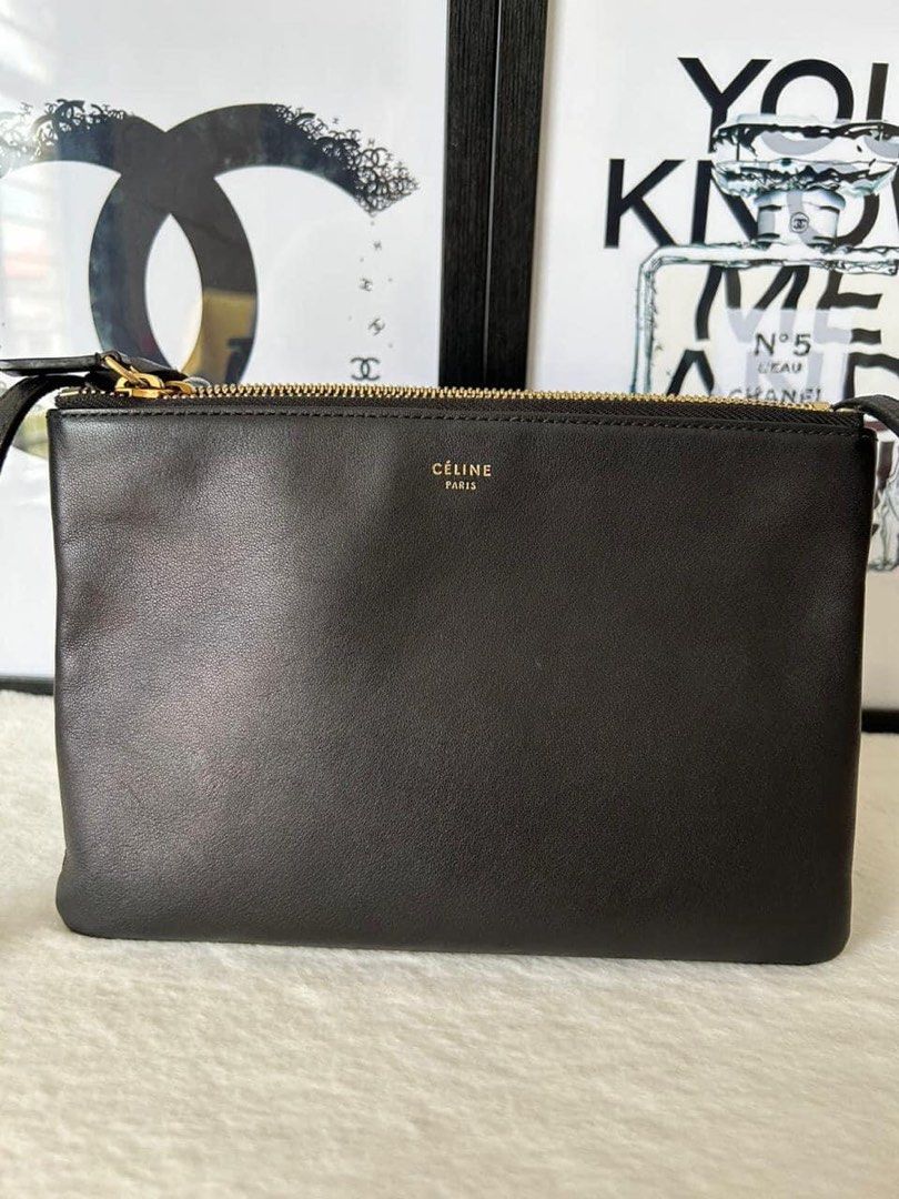 Celine Trio Shoulder Bag (Category: Luxury Bags & Wallets) located in Manila. Submitted by bagislifeshop (Listing ID 1231418768, Image 2). Description: ▪️Celine Trio Shoulder Bag▪️ ☑️Available in Pampanga ✅Condition: 8.8/10 ✅Material: Lambskin leather ✅Colour: Black in GHW ✅Size: 22x15x4 cm ✅Inclusion: Replacement dustbag .