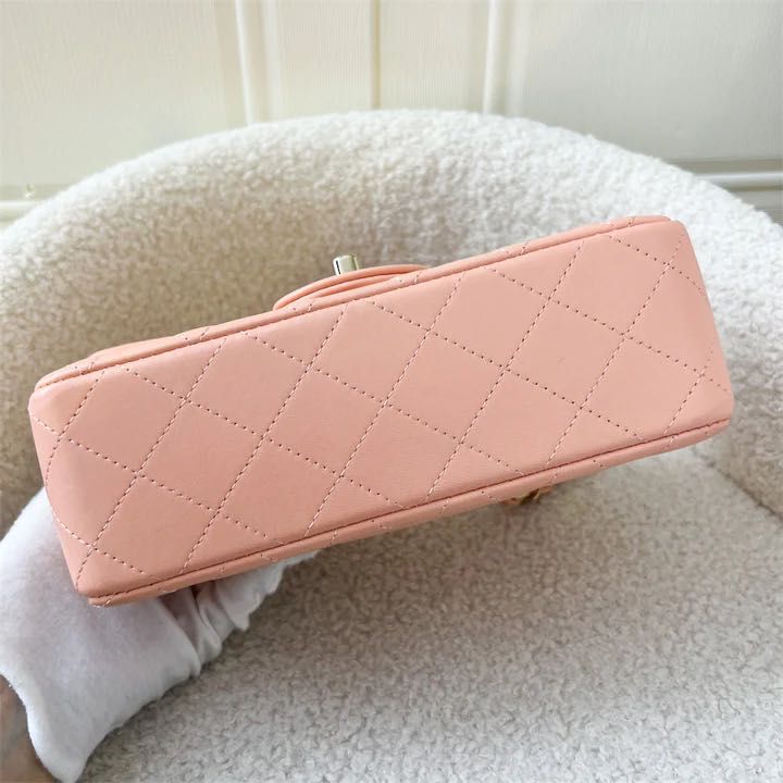 Chanel Classic Mini Rectangle Flap in 22C Peach Pink Lambskin LGHW, Luxury,  Bags & Wallets on Carousell