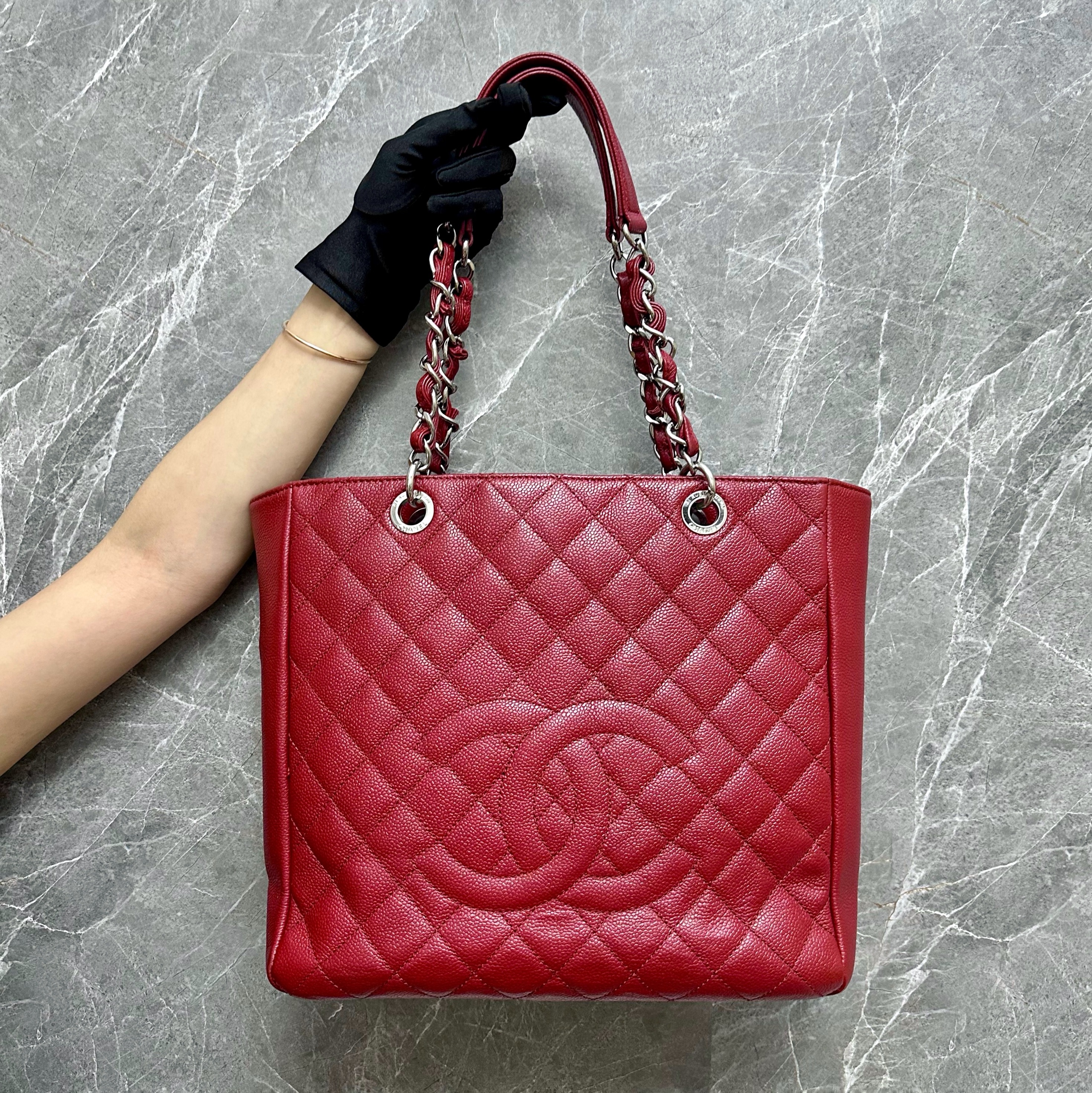 Chanel PST XL Burgundy Petite Shopping Tote Caviar SHW, Luxury, Bags &  Wallets on Carousell