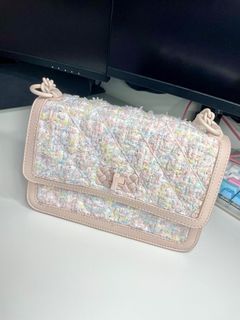 Charles and Keith Micaela Tweed Quilted Chain Bag