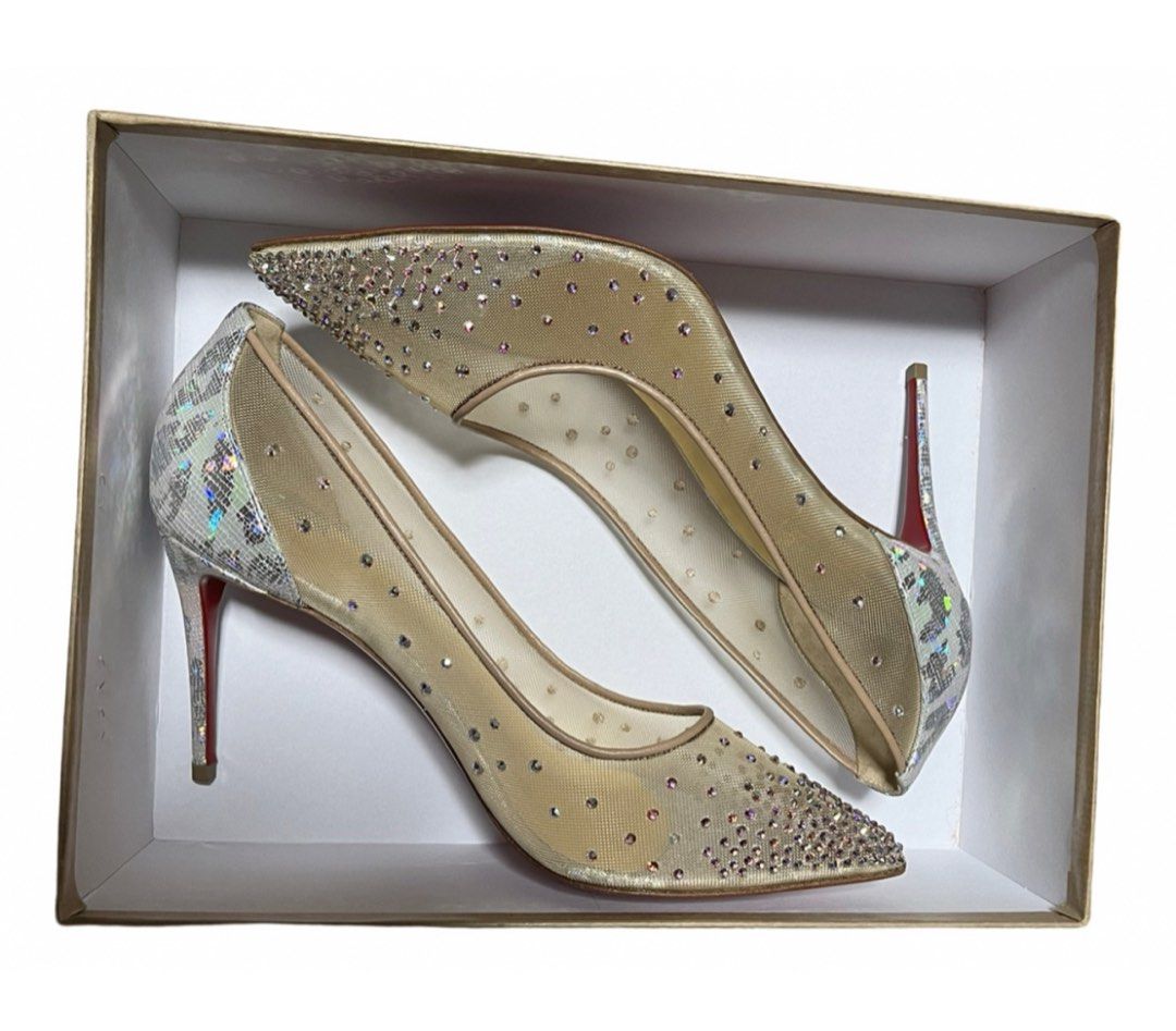 Christian Louboutin Follies Strass 85 Crystal-embellished Mesh Pumps