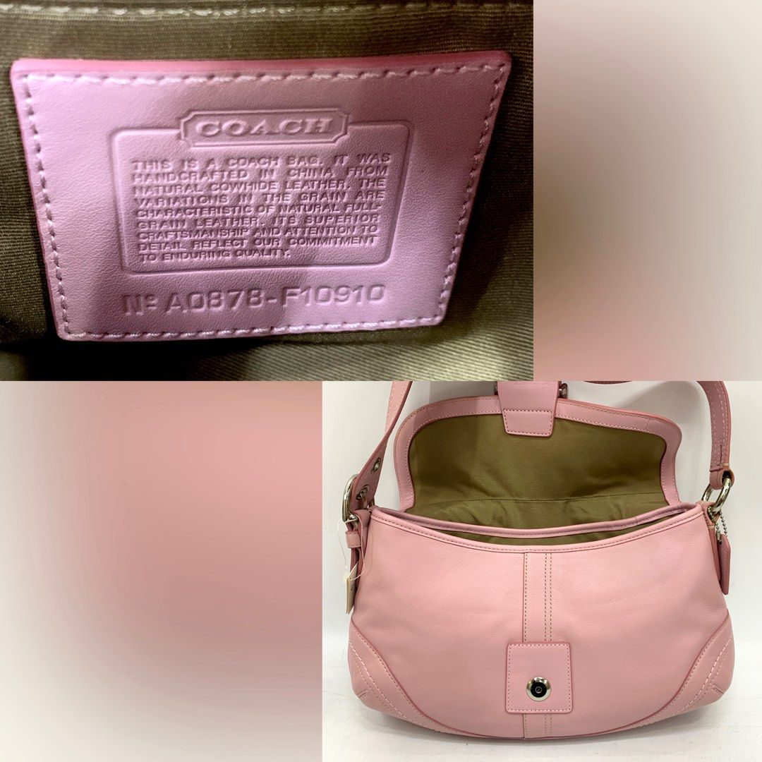 COACH F10910 PINK LEATHER ONE SHOULDER BAG 237014352 +, Luxury 