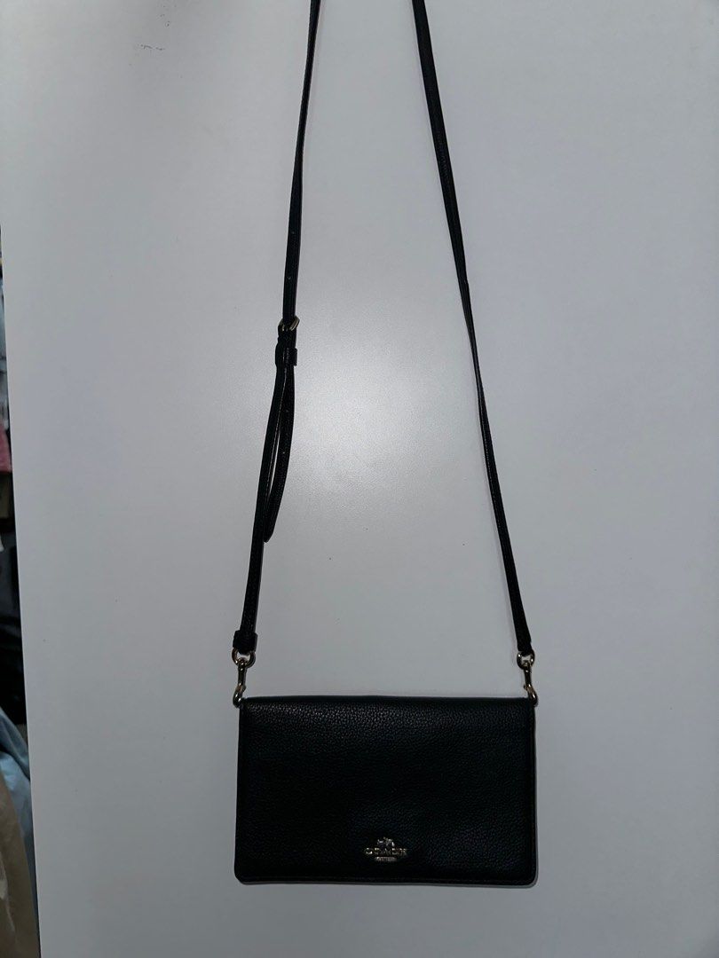 COACH Foldover Crossbody Clutch in Polished Pebble Leather