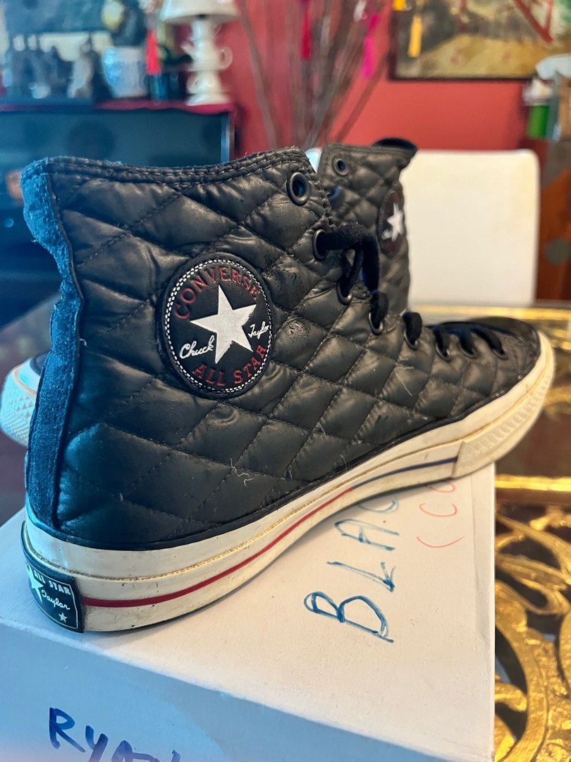 Converse all star black leather chuck taylors Men s Fashion