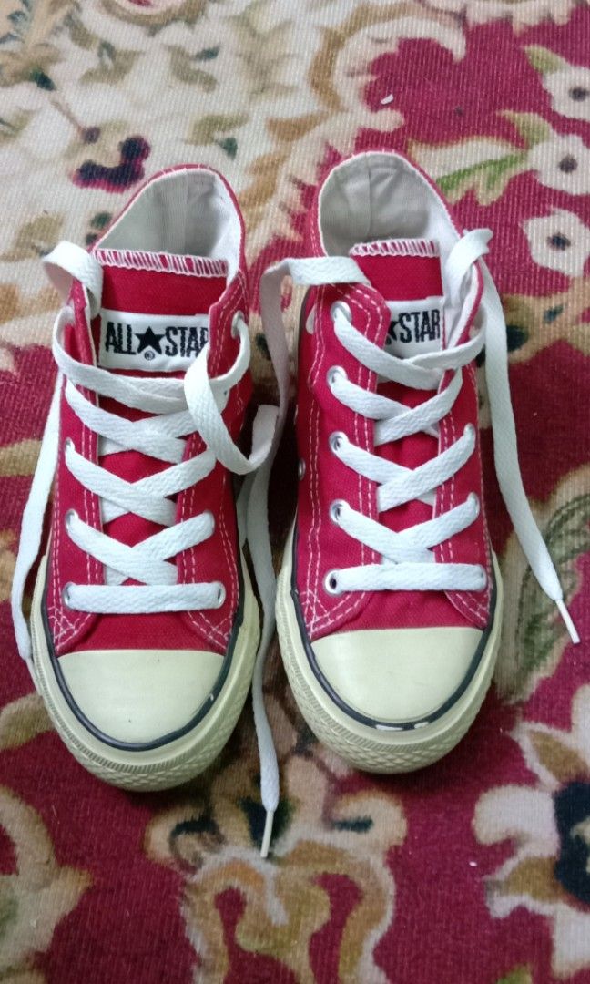 Converse Merah kasut budak Luxury Sneakers Footwear on Carousell