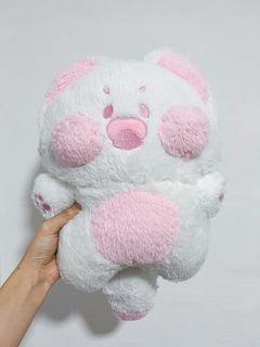 cute white and pink kitten / cat soft toy, kid's and children plushie, animal plush, stuff toy kawaii