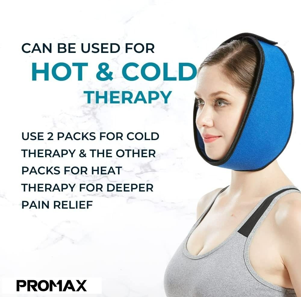 Face ice Pack for Jaw, Head and Chin, Adjustable Hot and Cold Wrap for