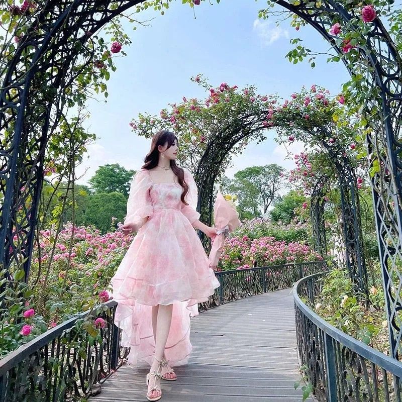 Fairy Dress (Category: Dresses) located in Mandaluyong City. Submitted by SingleMomShopPH (Listing ID 1231265847, Image 2). Description: Fabric/material: Other/Other Ingredient Content: 51% (Inclusive) -70% (Inclusive) Style: Literary Retro/Court Popular Elements/Craftsmanship: Stitching, Floral Combination Form: Single Piece Style: A-Line Skirt Sleeve Length: Five-Point Sleeve/Middle Sleeve Skirt Length: Midi Skirt Collar Style: Square Neck Appl