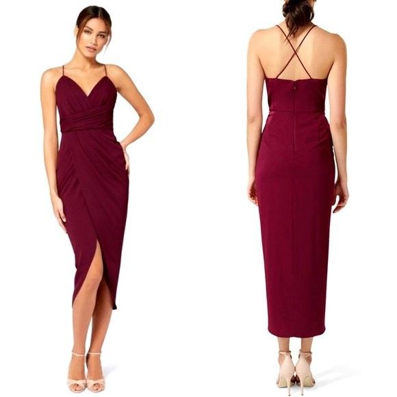 Forever New - Forever New Charlotte Drape Maxi Dress (burgundy) on Designer  Wardrobe