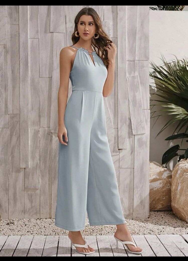 Buy Women Navy Pinstriped Strappy Front Tie Jumpsuit - Date Night Dress  Online India - FabAlley