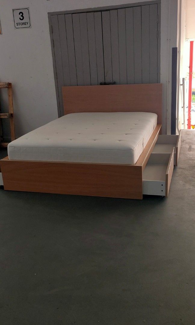 free delivery ikea queen malm storage bed frame with mattress