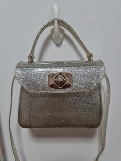 DESIGNER TRANSPARENT GLITTER SILVER & GOLD TRIM JELLY / CANDY BAG &  PURSE BNWT