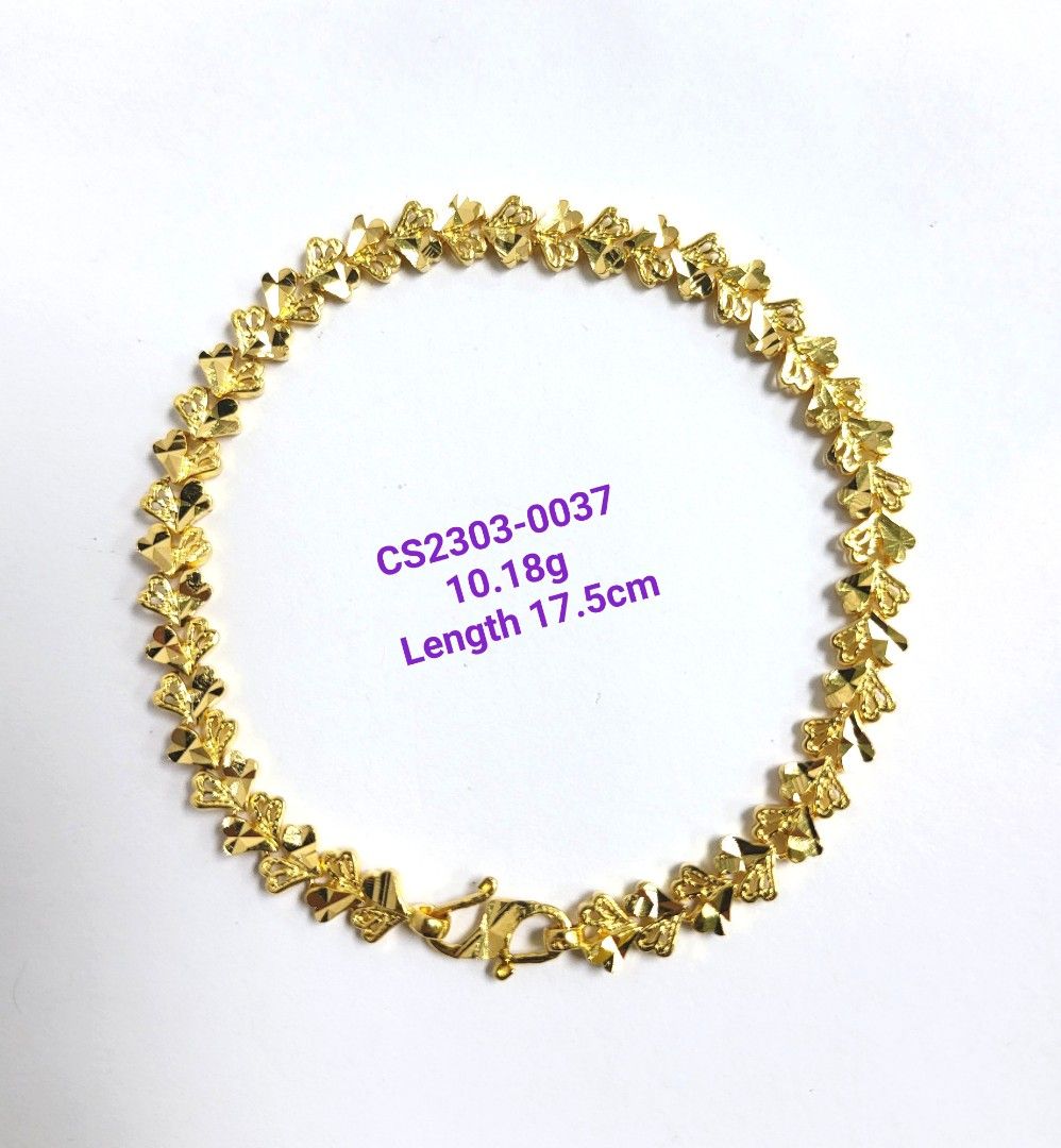Double Heart Charm Bracelet in Solid Gold - Tales In Gold