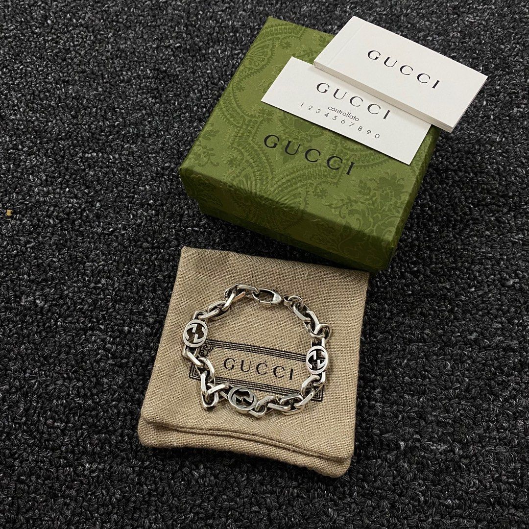 Gucci interlocking g hot sale chain bracelet in silver