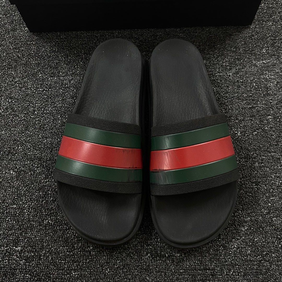 Gucci black pursuit web slides cheap