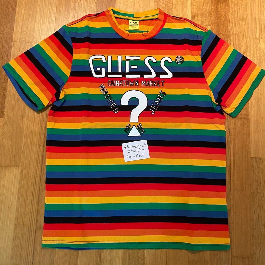 Parametre opføre sig frø Guess farmers market chinatown x sean wotherspoon rainbow tshirt, Men's  Fashion, Tops & Sets, Tshirts & Polo Shirts on Carousell