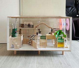 Hamster acrylic cage 80cm 60cm Syrian dwarf small animals wooden accessories