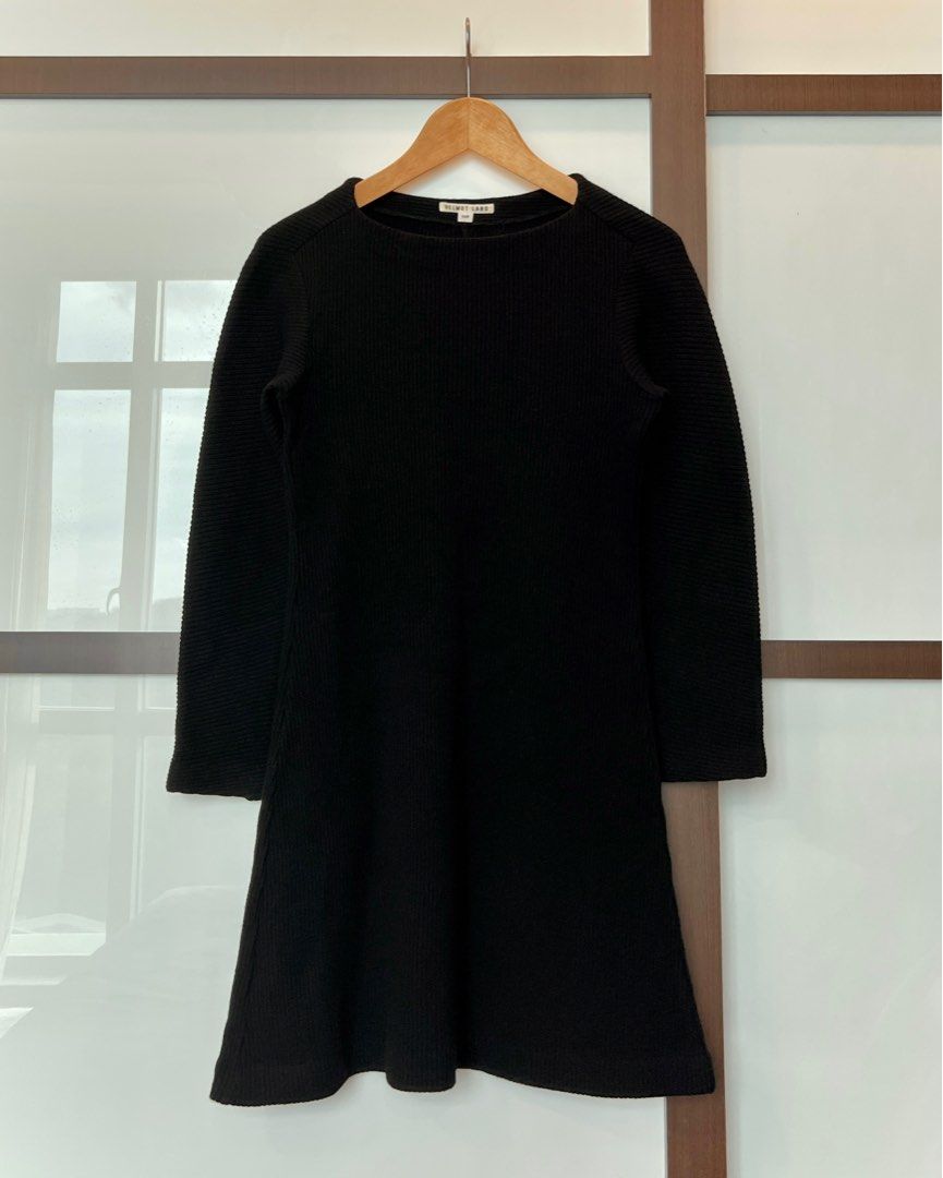 Helmut Lang 80s Archive Rib Flare Wool Dress Women s Fashion