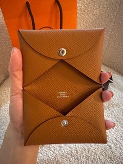 Hermes, Bags, Bnib Hermes Calvi Duo Compact Card Holder Wallet Evercolor  Vert Criquet