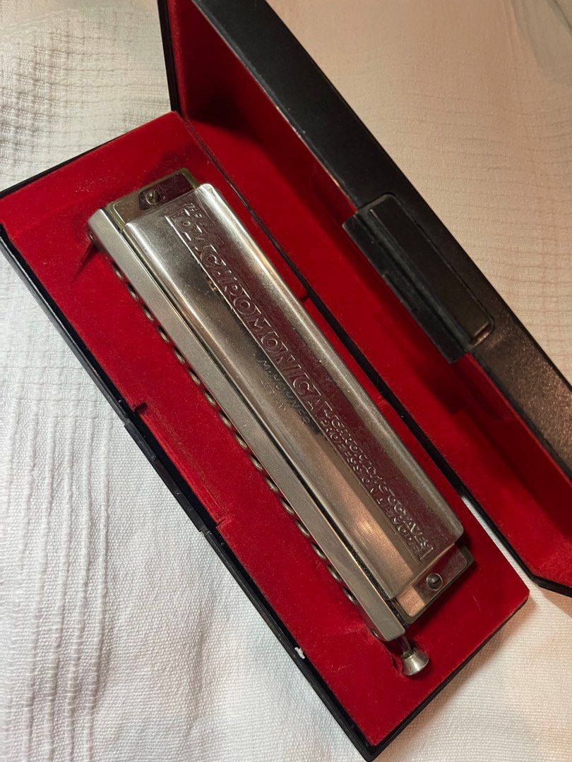 HOHNER- Harmonica (Germany) 64Chromonica 280C Professional Model (Category: Musical Instruments) located in Paranaque City. Submitted by mypurselove (Listing ID 1231280339, Image 2). Description: The image shows a Hohner 64 Chromonica, a professional-grade chromatic harmonica known for its extended range and suitability for various musical styles. This model is a 4-octave chromatic harmonica, offering an expanded tonal range compared to 3-octave 