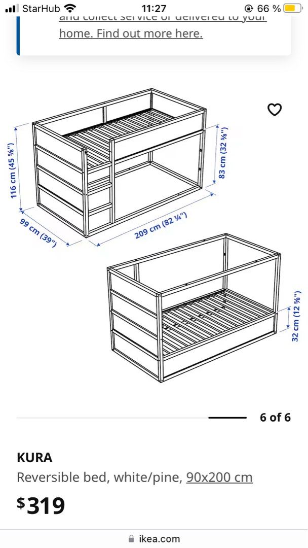IKEA Kura bunk bed, Furniture & Home Living, Furniture, Bed Frames