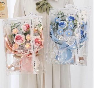 Instock! Large Crochet bouquet in transparent box - pink available