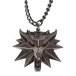 Jinx The Witcher 3 Necklace with White Wolf Medallion + LED Eyes