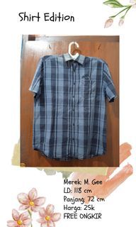 Kemeja Oversize Kotak-kotak Pria Original M. Gee Biru Abu
