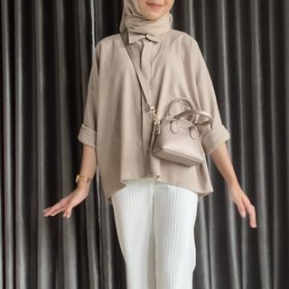KEMEJA POLOS OVERSIZE LINEN CRINKLE