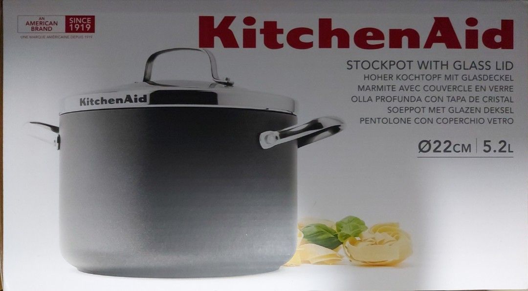 KitchenAid Stockpot with Glass Lid, Furniture & Home Living