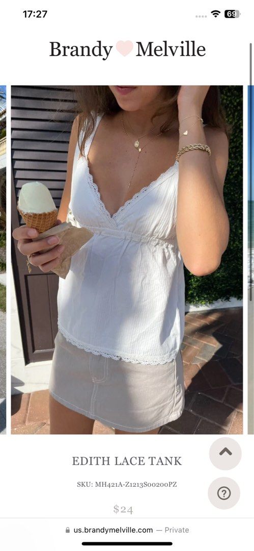 LF WTB Brandy Melville Arabella Cotton Dress and Edith Lace Tank Top,  Women's Fashion, Dresses & Sets, Dresses on Carousell