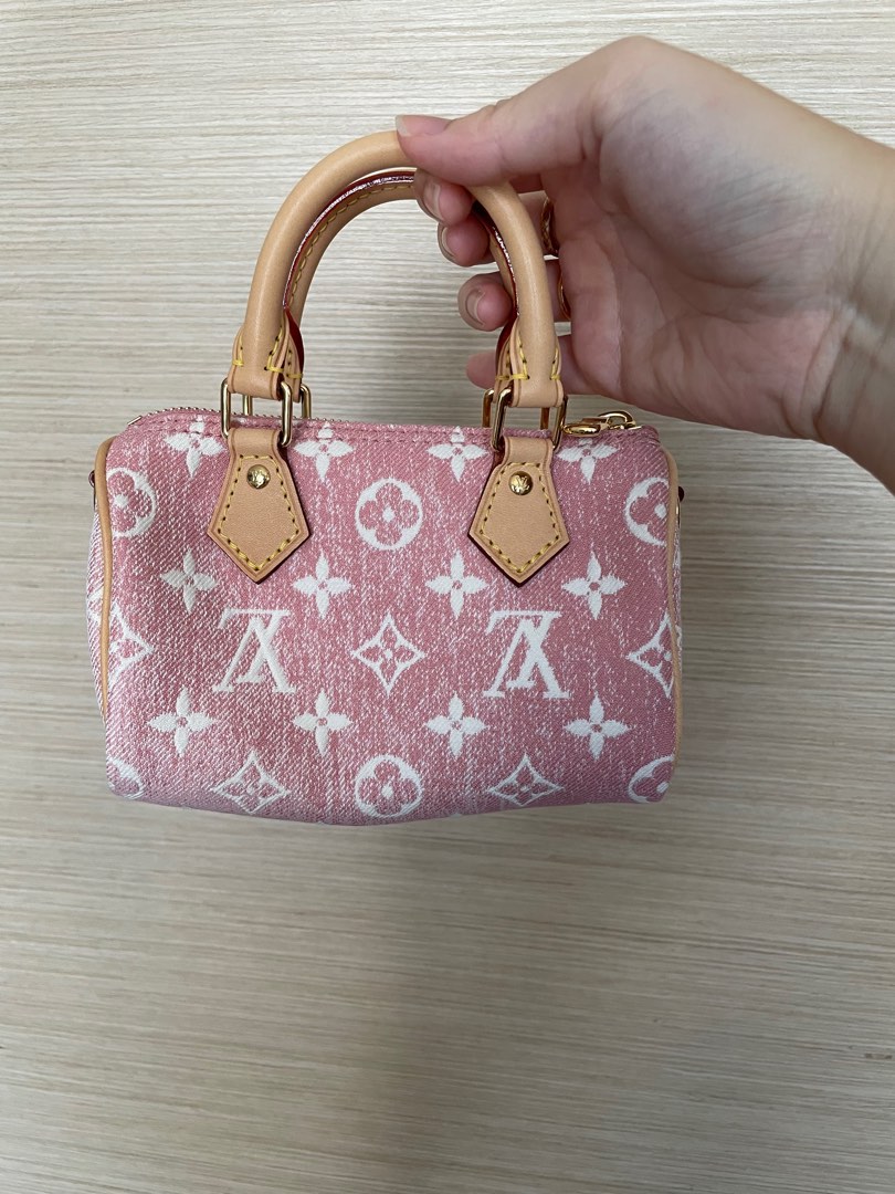 LV Pink denim nano speedy, Luxury, Bags & Wallets on Carousell