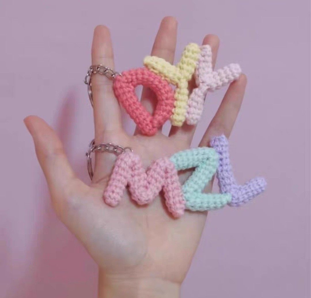 made to order crochet alphabets initials name keychain cute