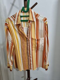 Mango yellow orange stripe top oversize