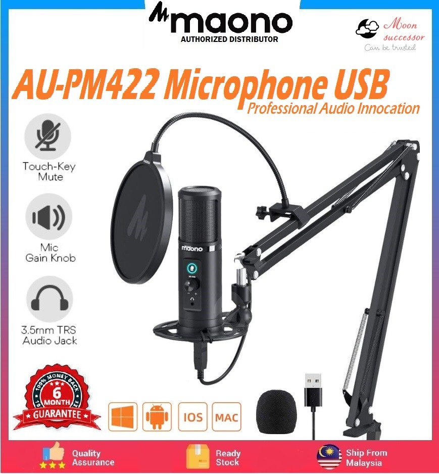 Carousell　Mute,　Monitoring　MAONO　192KHZ/24BIT　Mic　Touch　with　Condenser　AU-PM422　Cardioid　USB　Zero　Professional　Microphone　Latency　on　Audio,　Microphones