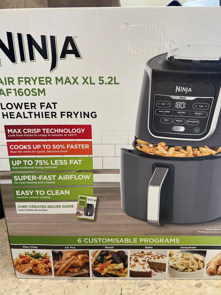 Ninja Air fryer Mac XL 5.2L AF 160SM, TV & Home Appliances, Kitchen